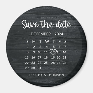 Rustic Wood Calendar Bröllop spara datum Magnet
