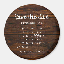 Rustic Wood Calendar Bröllop spara datum Magnet