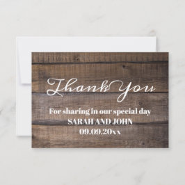 Rustic Wood Calligraphy Bröllop Tack Kort