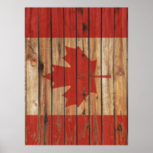 Rustic Wood Canada Flagga Poster