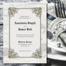 Rustic Wood Carved Ram bröllopsinbjudan