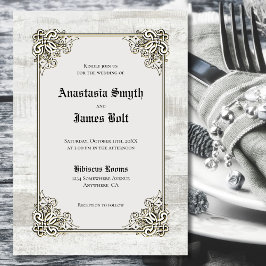 Rustic Wood Carved Ram bröllopsinbjudan Inbjudningar