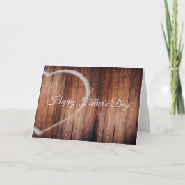 Rustic Wood & Chalk Valentine Heart för Pappa Anteckningskort