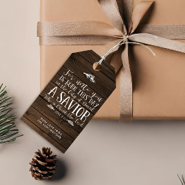 Rustic Wood Christian jul Typography Helgdag Presentetikett