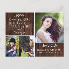 Rustic Wood Christian Studenten Bible Verse Vykort