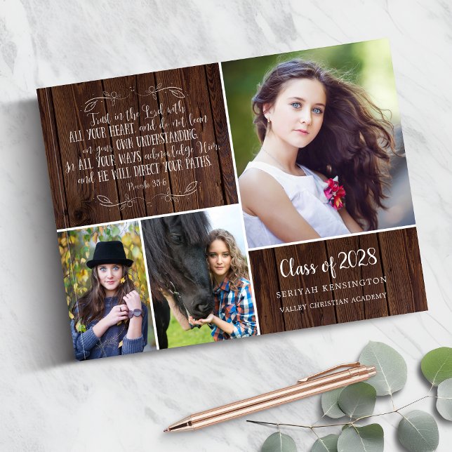Rustic Wood Christian Studenten Proverbs 3 Gästböcker (Rustic Wood Christian Graduation Proverbs 3 Guestbook)