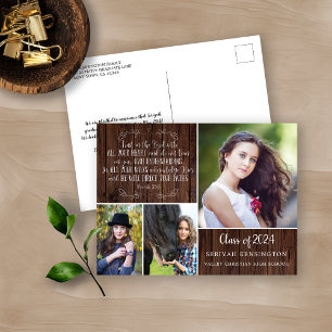 Rustic Wood Christian Studenten Proverbs 3 Vykort