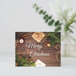 Rustic Wood Cinnamon God jul Hälsning Vykort