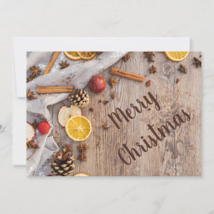 Rustic Wood Cinnamon Spices jul Baking Julkort