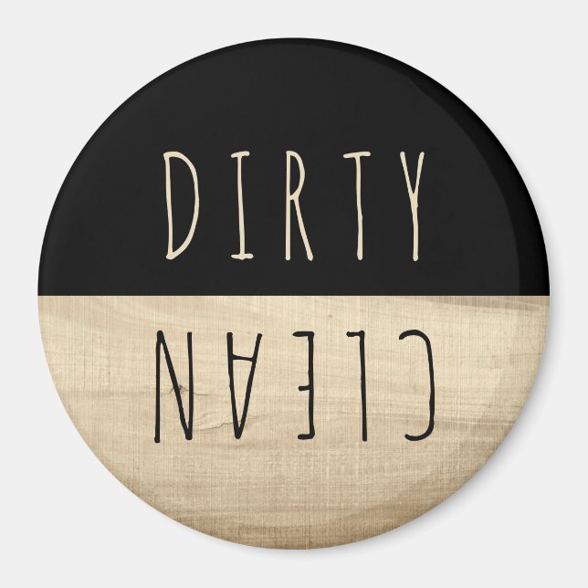 Rustic Wood Clean Dirty Kitchen Dishwasher Magnet (Framsidan)