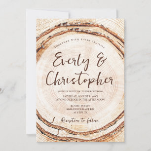 Rustic Wood Clice Slice Customizable Wedding Inbjudningar
