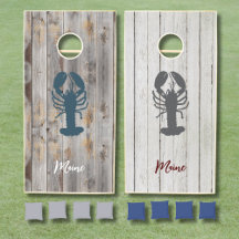 Rustic Wood Cornhole Boards med Lobster Design