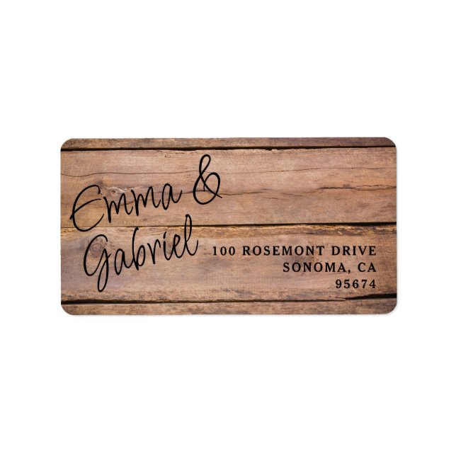 Rustic Wood Couple Namn Returadress Adressetikett (Framsidan)