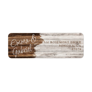 Rustic Wood Couple Namn Returadress Etikett