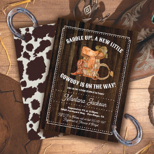 Rustic Wood Cowboy Baby Shower Inbjudningar