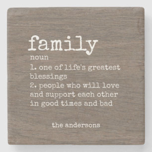 Rustic Wood Definition of Family Stenunderlägg