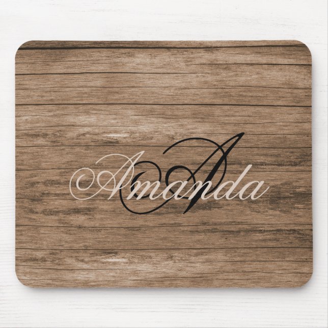 Rustic Wood Designad monogrammed mussla Musmatta (Framsidan)