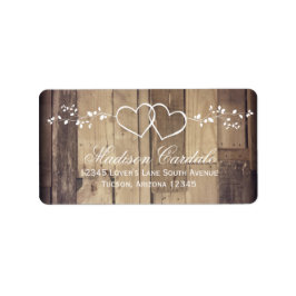 Rustic Wood Dubbla Hearts Bröllop Adressetiketter