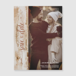 Rustic Wood Effect Bröllop Foto Modern Typography