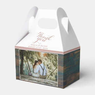 Rustic Wood Elegant Photo Bröllop Tack Presentaskar