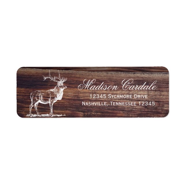 Rustic Wood Elk Wildlife Adressetiketter Returadress Etikett (Framsidan)