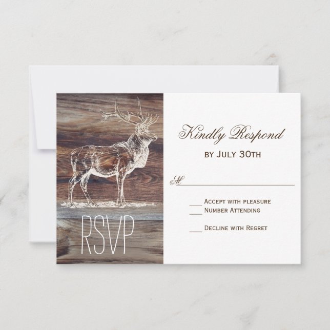 Rustic Wood Elk Wildlife-Bröllop OSA Kort (Framsida)