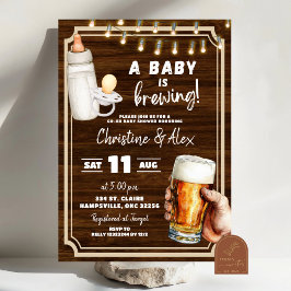 Rustic Wood en baby är på väg till co-ed baby show Inbjudningar