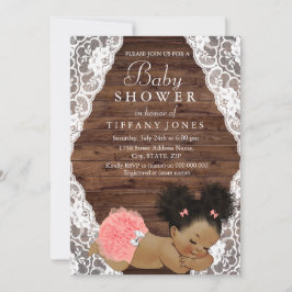 Rustic Wood Ethnic Vintage Baby Shower Inbjudan