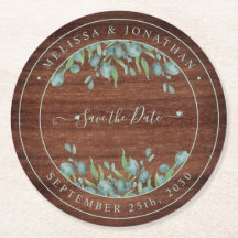 Rustic Wood Eucalyptus Bröllop spara datum