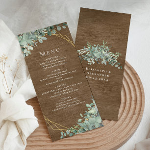 Rustic Wood Eucalyptus Greenery Botanical Bröllop Meny