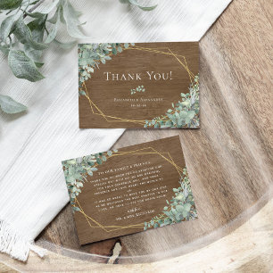 Rustic Wood Eucalyptus Greenery Botanical Bröllop Tack Kort
