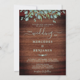 Rustic Wood Eucalyptus Greenery Foliage Bröllop Inbjudningar