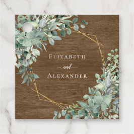 Rustic Wood Eucalyptus Greenery Geometric Bröllop Gåvor Etiketter