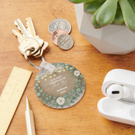 Rustic Wood & Eucalyptus Mr & Mrs Christmas Nyckelring