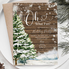 Rustic Wood Evergreen Oh, vilken Roligt! Julfest Inbjudningar