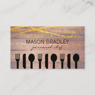 Rustic Wood Executive Chef Silverware Visitkort