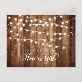 Rustic Wood & Fairy Ljus Flower Girl Frieri Vykort