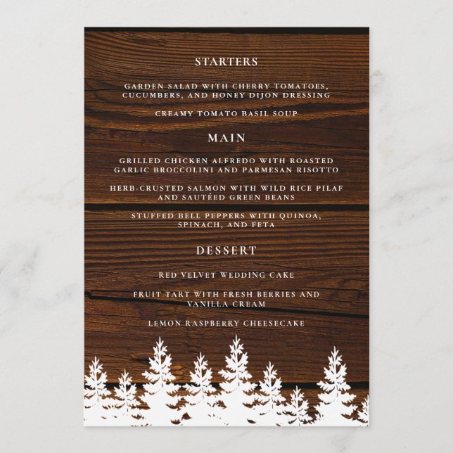 Rustic Wood Fall Autumn Winter Wedding Bord Meny (Framsida)