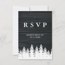 Rustic Wood Fall Autumn Winter Wedding QR-kod OSA Kort