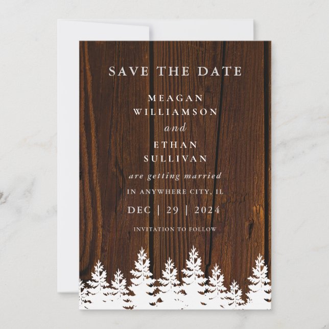 Rustic Wood Fall Autumn Winter Wedding QR-kod Spara Datumet (Framsida)