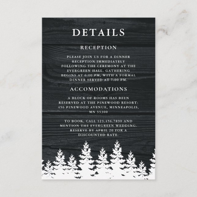 Rustic Wood Fall Autumn Winter Wedding QR-kod Tilläggskort (Framsida)