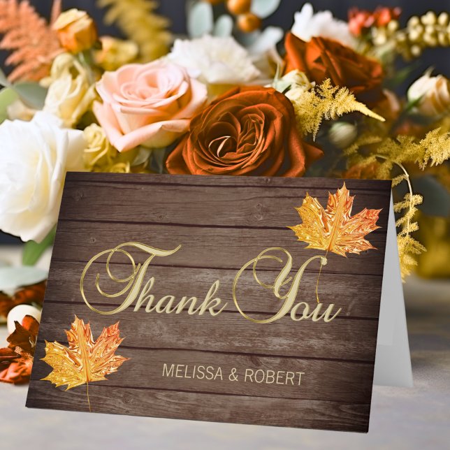 Rustic Wood Fall Orange Bröllop Tack (Rustic Wood Fall Orange Wedding Thank You)