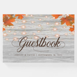 Rustic Wood faller i Kärlek String Ljus Bröllop Gästböcker