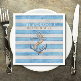 Rustic Wood Family Beach House Nautical Rand Pappersservett