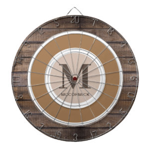 Rustic Wood Family Monogram Namn Anpassningsbar Darttavla