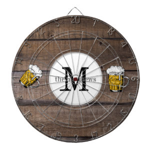 Rustic Wood Family Namn Monogrammed Beer Darttavla