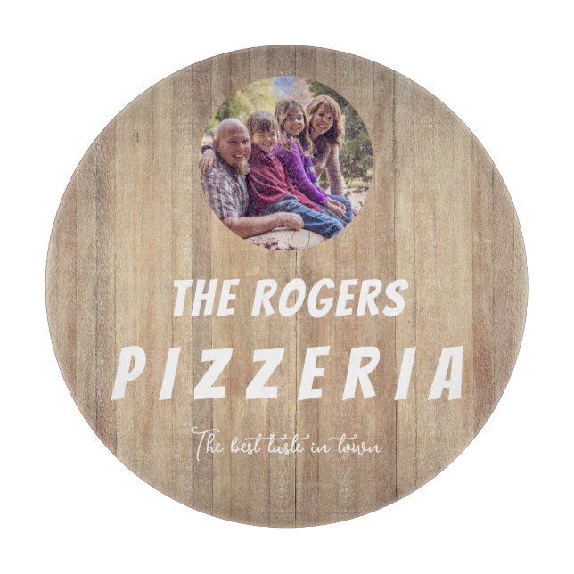 Rustic Wood Family Photo Pizzeria Caking Board (Framsidan)