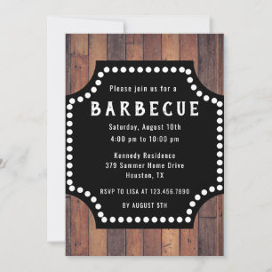Rustic Wood Farmhouse Barbeque BBQ Inbjudningar