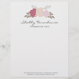 Rustic Wood Farmhouse Blommigt Ro Boutique Brevhuvud