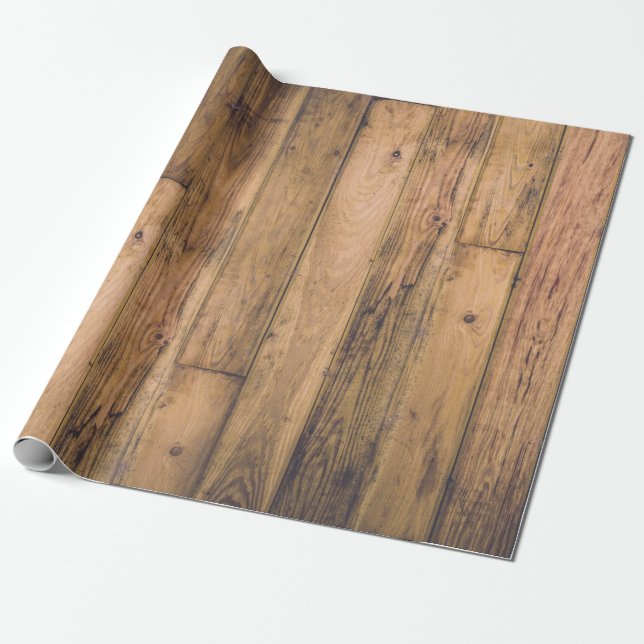 Rustic Wood Farmhouse Planks Barn Presentpapper (Utrullad)